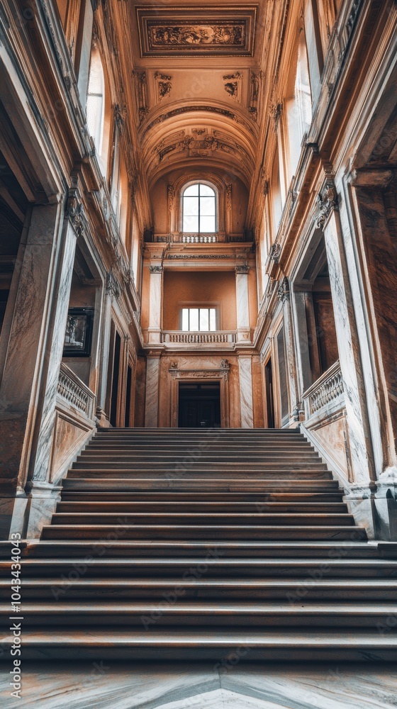 Marble staircase leading upwards in historical building Marble staircase leading upwards in historical building