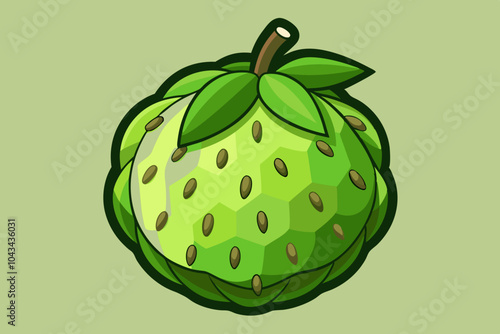  Delicious fruit cherimoya vector art illustration