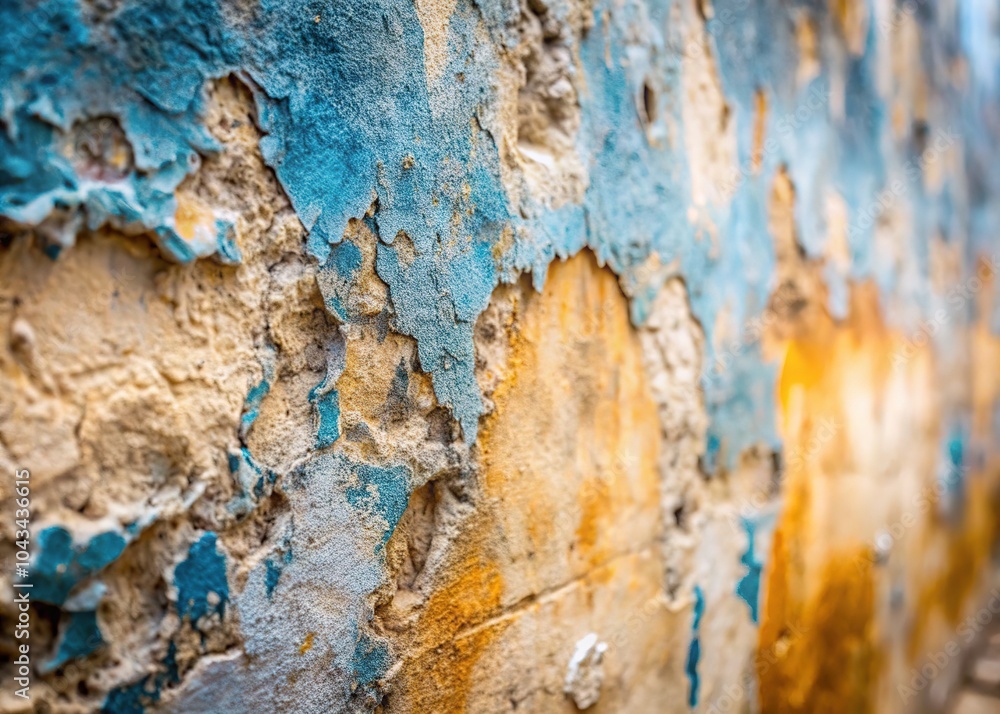 Subdued beige, gray, and blue hues create a calming, textured wall backdrop. Subdued beige, gray, and blue hues create a calming, textured wall backdrop.
