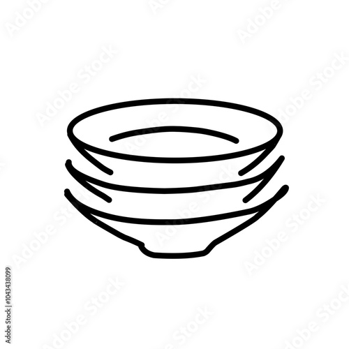 Dish plate, Food bowl line icon