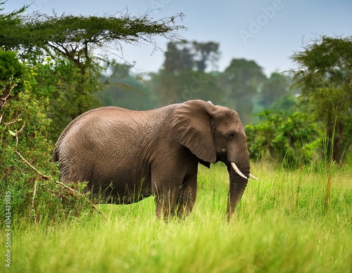 mock charging practice by an baby African Bush Elephant