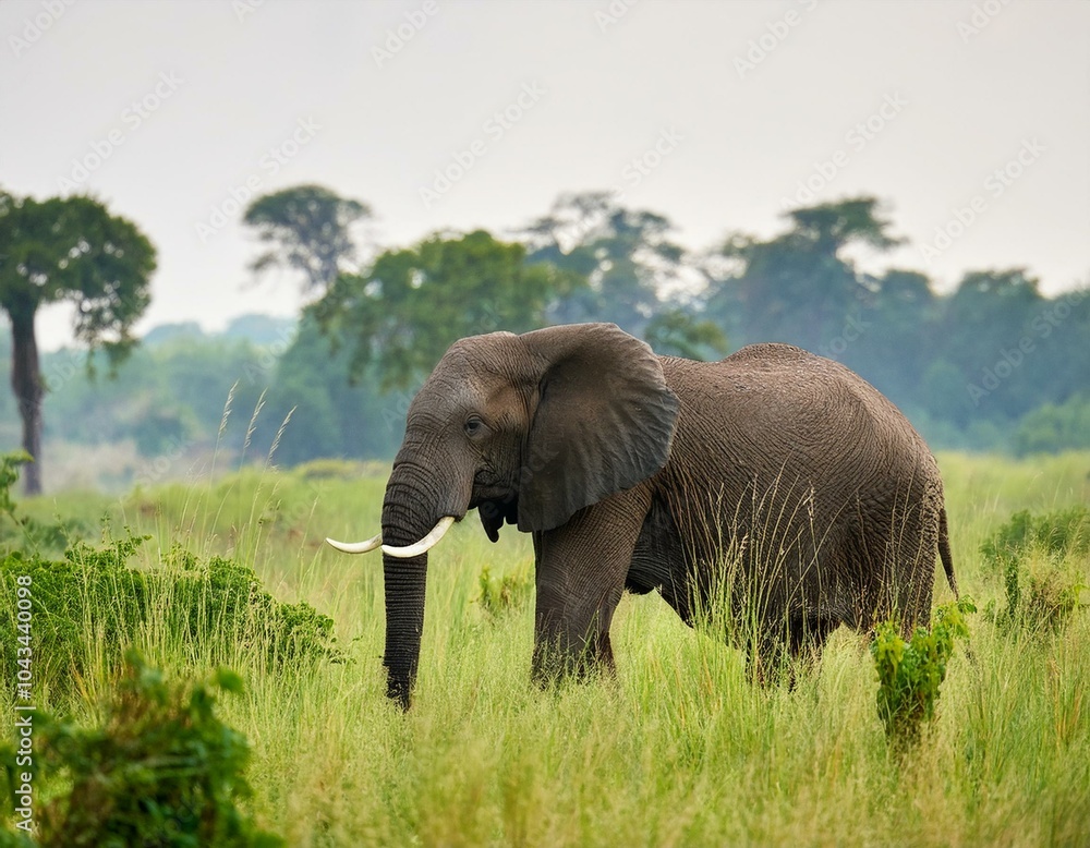 Fototapeta premium mock charging practice by an baby African Bush Elephant