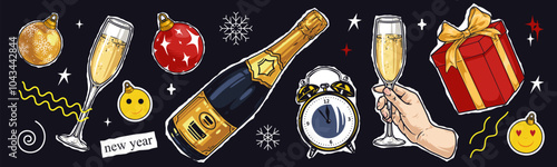 Christmas clipart set stickers colorful