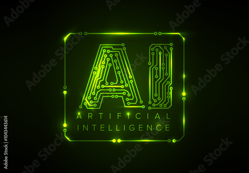 Obraz na płótnie Ai artificial intelligence green concept illustration social media banner header template w salonie