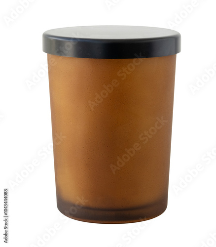 Brown candle vessel with black lid design elemtn photo