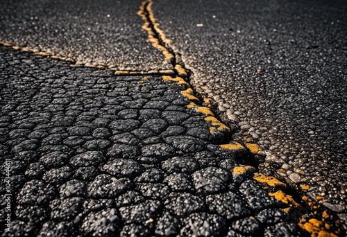 Wallpaper Mural detailed exploration diverse asphalt road textures through various stages wear patterns captured close, surface, urban, concrete, pavement, rugged, aged Torontodigital.ca