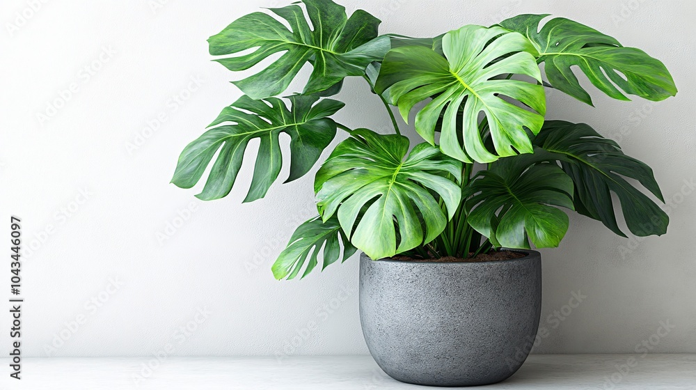 Lush Monstera Plant Reaching Toward Bright Light Lush Monstera Plant Reaching Toward Bright Light