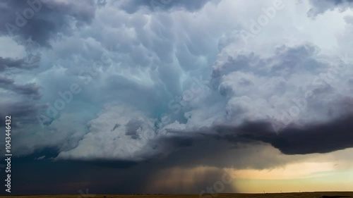 A Large Supercell Thunderstorm Spirals Across Tornado Alley During A Severe Weather Outbreak 