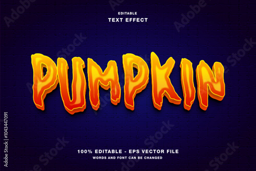 Pumpkin Halloween 3d Editable Text Effect Template Style Premium Vector