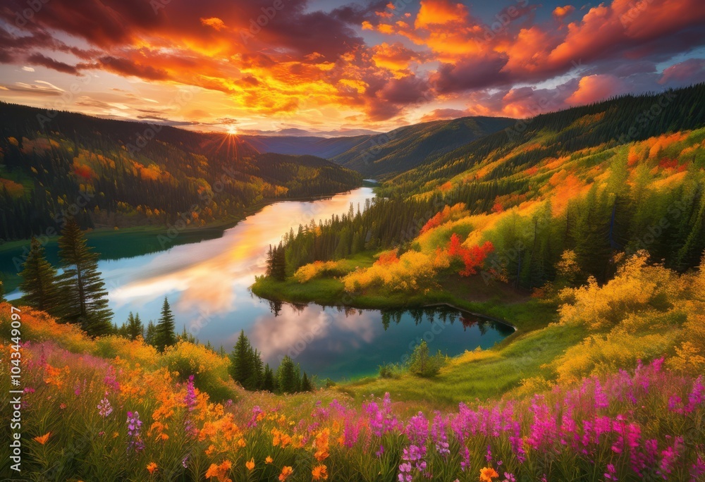 Obraz premium stunning vibrant cloud patterns over beautiful colorful landscapes showcasing splendor diversity bright hues, rainbow, lgbtq, lgbt, pride, love, equality
