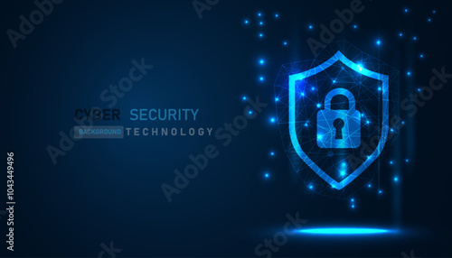 Cyber security vector background, shield lock in futuristic Concept of internet privacy and cyber protection