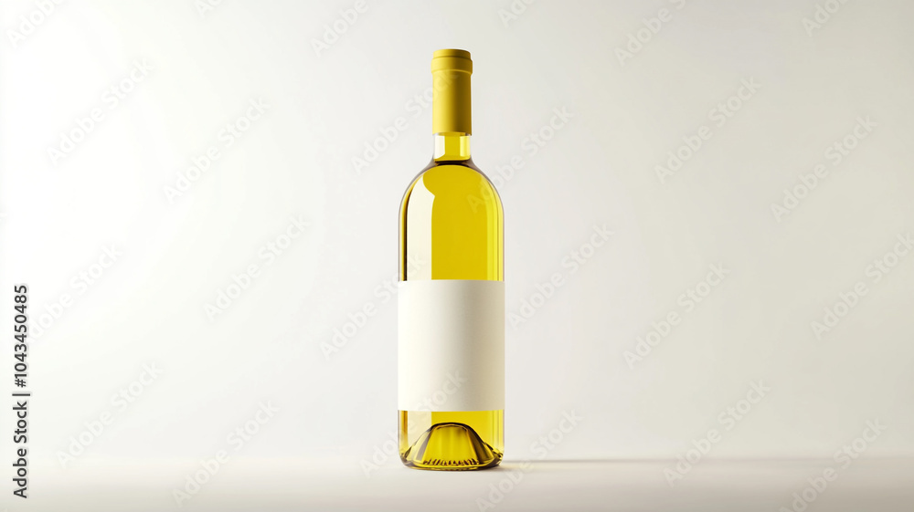 White wine bottle with a blank label, isolated on a white background White wine bottle with a blank label, isolated on a white background
