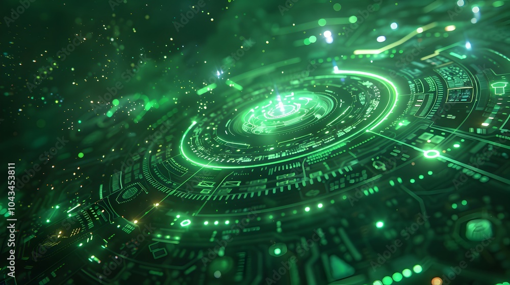 Futuristic Green Neon HUD Technology Abstract Background Futuristic Green Neon HUD Technology Abstract Background
