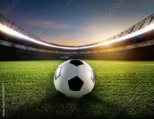 Obraz na płótnie Ein Fussball im Gras in einem Stadion w salonie