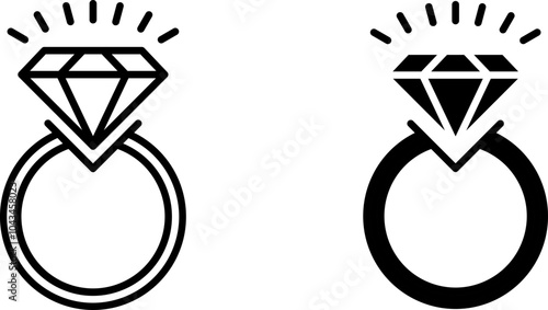Set Ring Diamond icon Vector. Isolated on white background. Vector. Eps 10