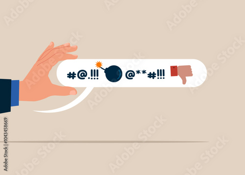 Negative feedback. Handle business criticism, scold or negative feedback, manage boss blame, pressure, failure or mistake ashamed concept. Flat vector illustration