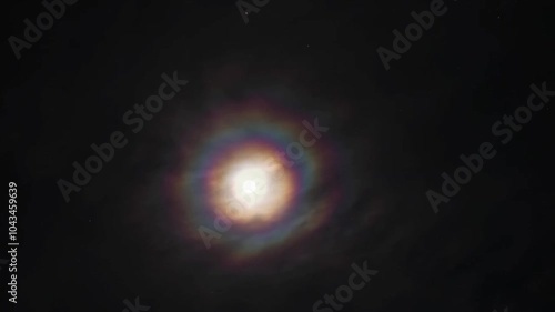  halo effect of the sun, through the clouds