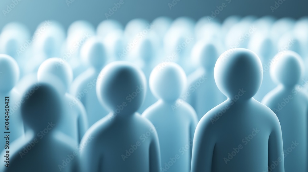 A crowd of abstract figures in soft blue tones, creating a tranquil and contemplative atmosphere, perfect for backgrounds or concepts. A crowd of abstract figures in soft blue tones, creating a tranquil and contemplative atmosphere, perfect for backgrounds or concepts.