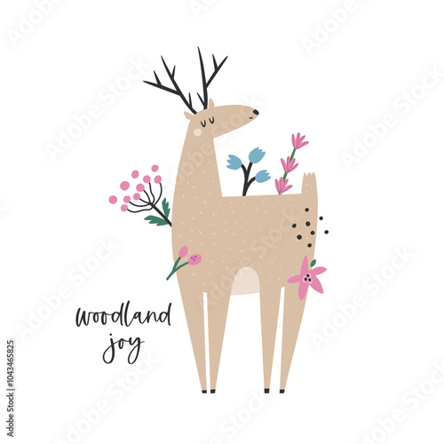 Adorable Vector Deer. Cute Woodland Wildlife Illustration for Design and Art.