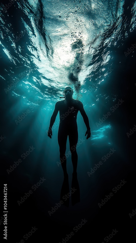 Underwater Diver Silhouette Underwater Diver Silhouette