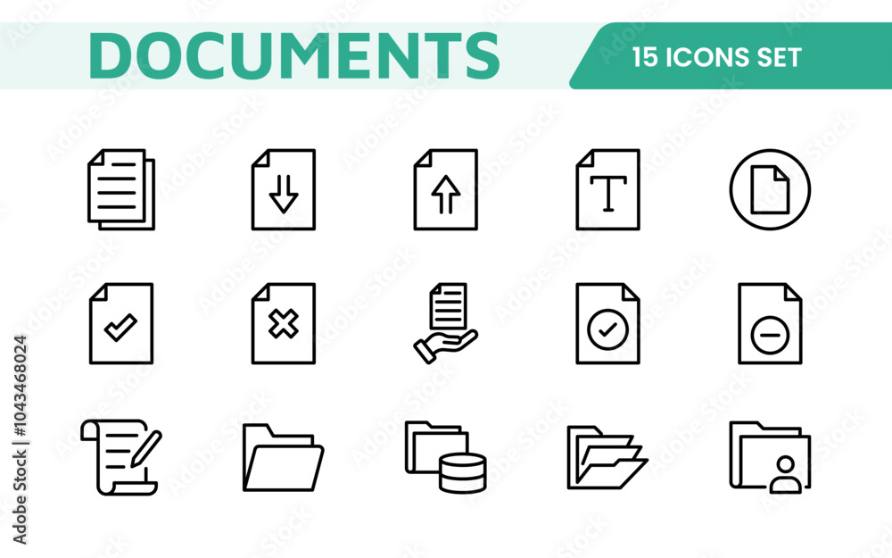 Document Management Icon Set. Streamlined icons for organizing, storing, and sharing files, perfect for productivity apps, cloud storage, and business workflows. Document Management Icon Set. Streamlined icons for organizing, storing, and sharing files, perfect for productivity apps, cloud storage, and business workflows.