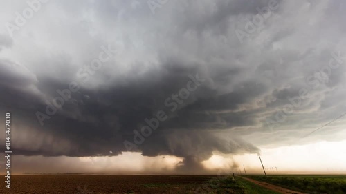 Powerful Supercell Thunderstorm In Tornado Alley During A Severe Weather Outbreak 