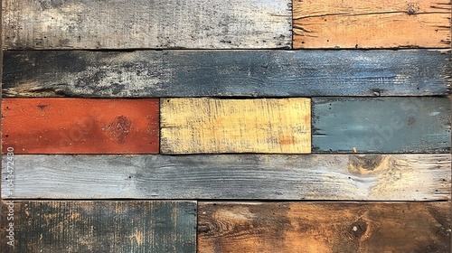 Rustic wooden planks in various colors and textures. photo