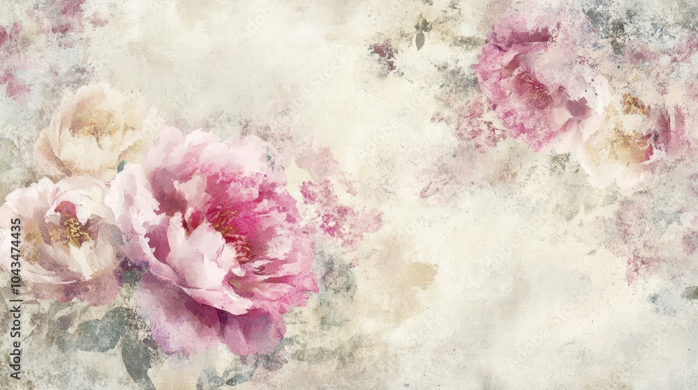 custom made wallpaper toronto digitalPastel peonies on a softly distressed wallpaper creating a calming backdrop design