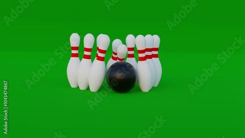 bowling ball game animation with green screen background