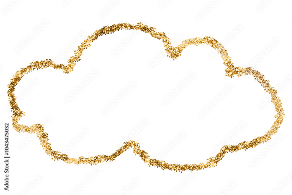 Png gold glitter cloud element Png gold glitter cloud element