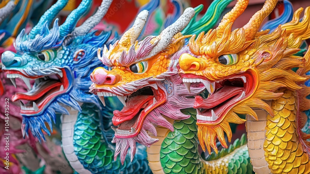 custom made wallpaper toronto digitalColorful Dragon Statues at a Festival Celebration