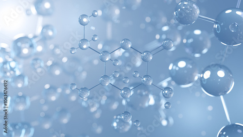 gluconolactone molecular structure 3d, e575, structural chemical formula view from a microscope