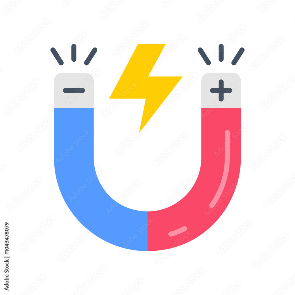 Magnetism Flat Icons, Vector illustration Magnetism Flat Icons, Vector illustration