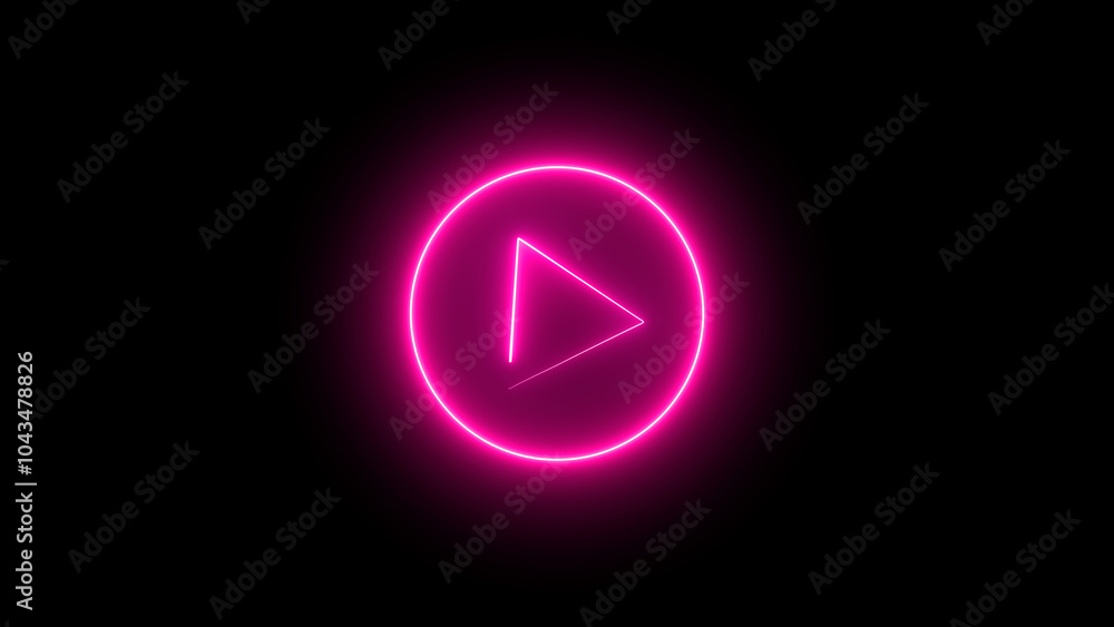 Wide gaming background with glowing play button. Press to play. Start button.. Dark background. Wide gaming background with glowing play button. Press to play. Start button.. Dark background.