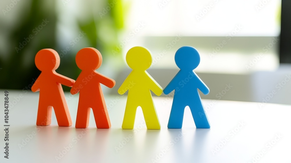 Colorful figures hold hands, symbolizing unity and connection. Perfect for illustrating teamwork or friendship concepts. Colorful figures hold hands, symbolizing unity and connection. Perfect for illustrating teamwork or friendship concepts.