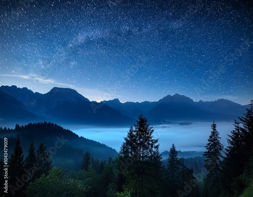 Milky way near hut Sinanitsa, Pirin mountain, Bulgaria photo