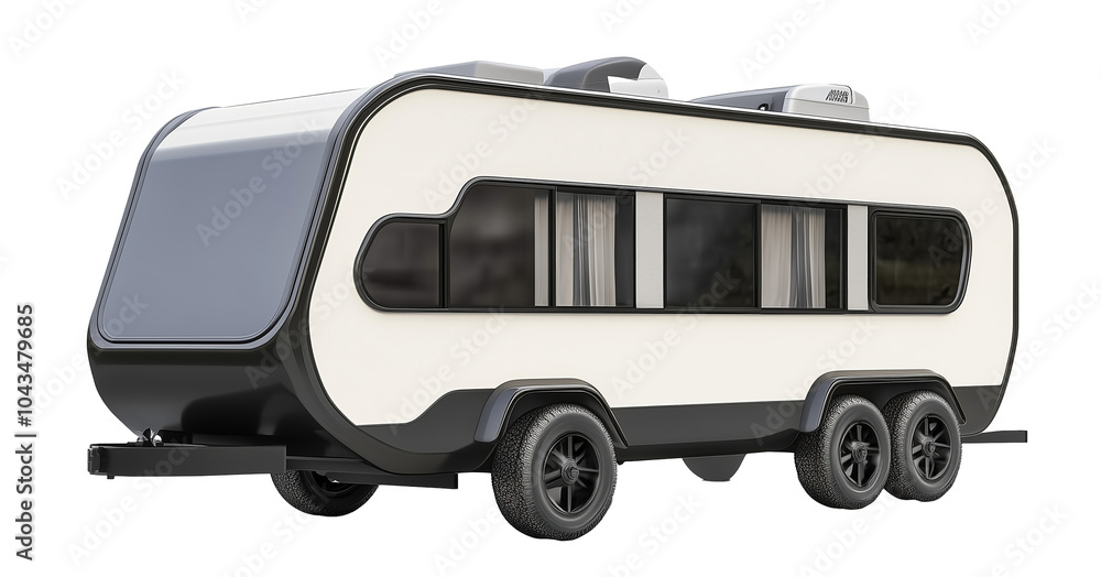Modern travel trailer for camping trips isolated on transparent background Modern travel trailer for camping trips isolated on transparent background