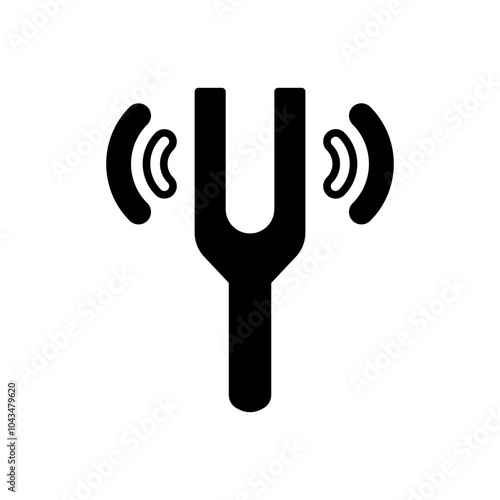 Tuning Fork Glyph Icon, Vector illustration