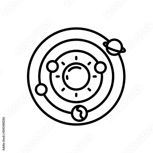 Solar System Outline Icon, Vector illustration
