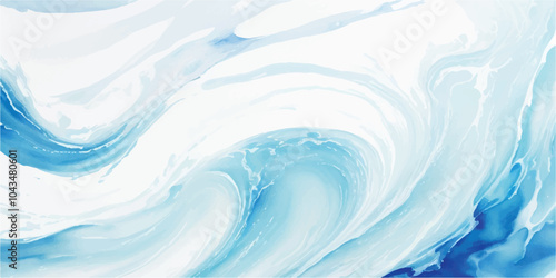 abstract soft blue and white abstract water color ocean wave texture background .Fluid blue ocean wave layer Tsunami wave background in flat cartoon style. Big blue tropical water splash.	