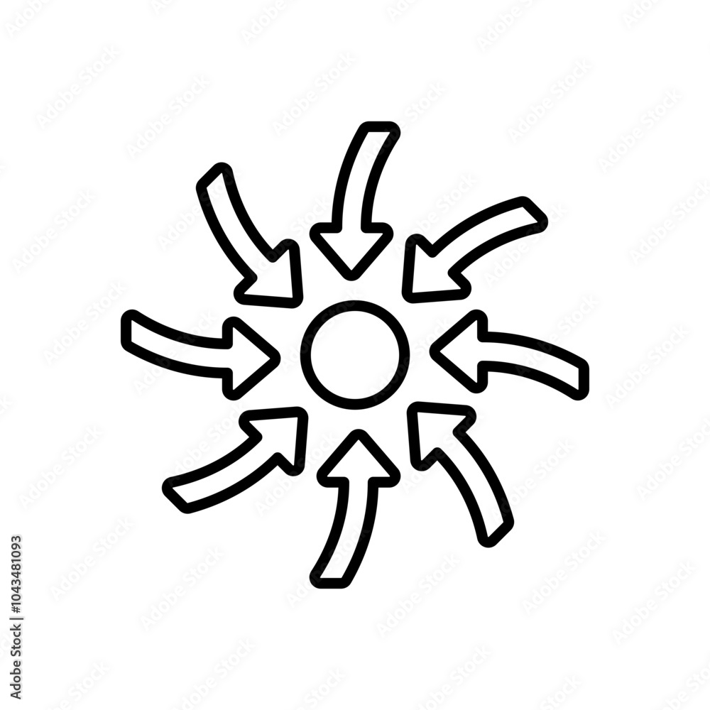 Centripetal Force Outline Icon, Vector illustration