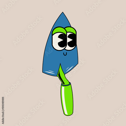 Doodle cute character illustration brick trowel sticker