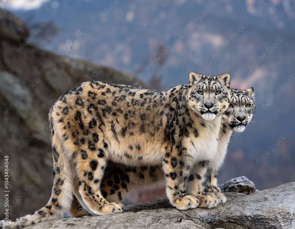 Portrait of nice snow leopard on the rock Portrait of nice snow leopard on the rock