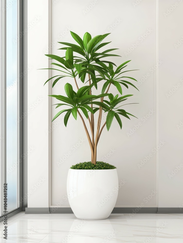 Fototapeta premium Modern Office Space: Sleek Furniture, Clean Lines, and Expansive Windows Create an Inviting Workspace