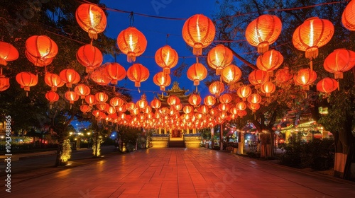 Wallpaper Mural Vibrant Lanterns Illuminate Night Sky at Festival Torontodigital.ca