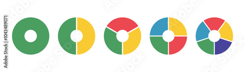 Free Download Donut charts, pies segmented on equal parts set. Diagrams infographic multicolored collection. Wheels divided in sections. Circle section graph. Pie, pizza chart round icons. Loading bar templates. - GFXLoad