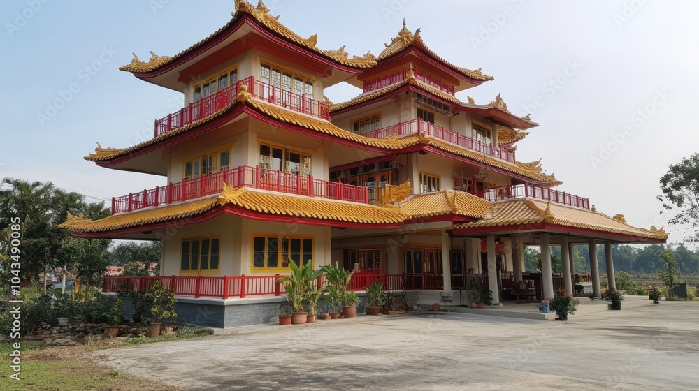 Elegant Asian-style Pagoda with Colorful Details Elegant Asian-style Pagoda with Colorful Details