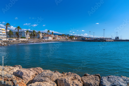 Puerto Caleta de Velez Spain port and marina viewed from Torre del Mar Costa del Sol