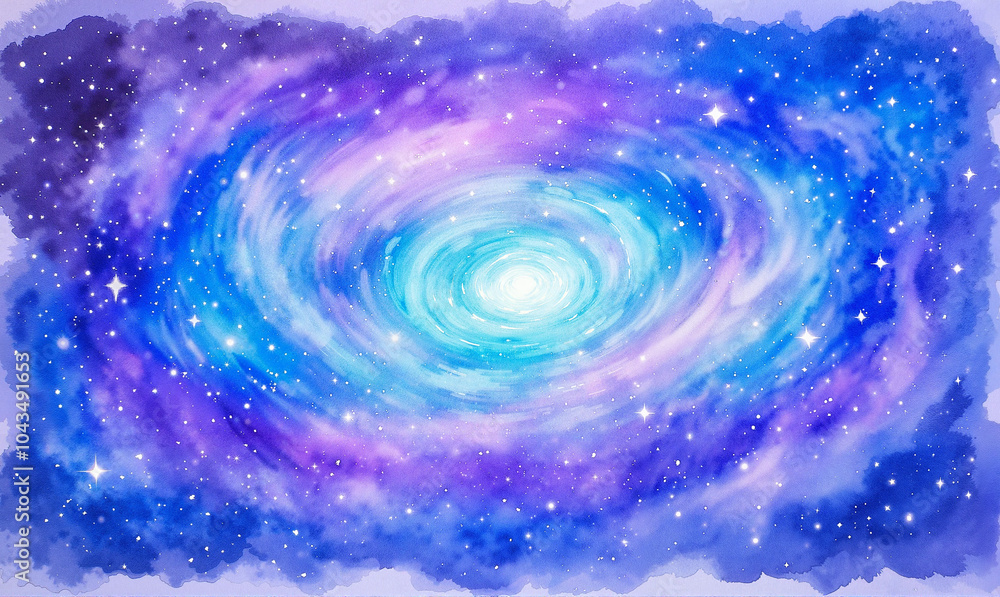 Cosmic Spiral Galaxy in Ethereal Blue and Purple Nebula Formation Cosmic Spiral Galaxy in Ethereal Blue and Purple Nebula Formation
