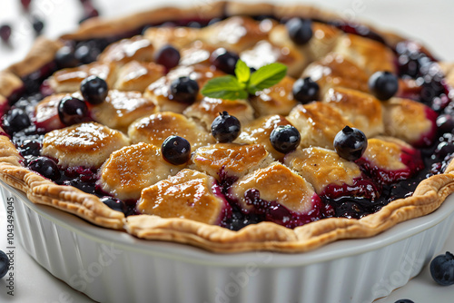 Blueberry Pie with Mint Garnish